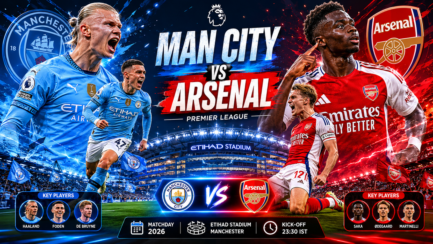 Prediksi Manchester City vs Arsenal Premier League