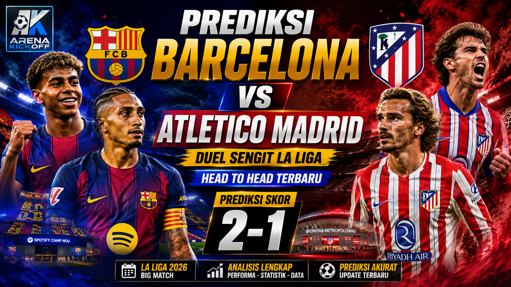 Prediksi Barcelona vs Atletico Madrid