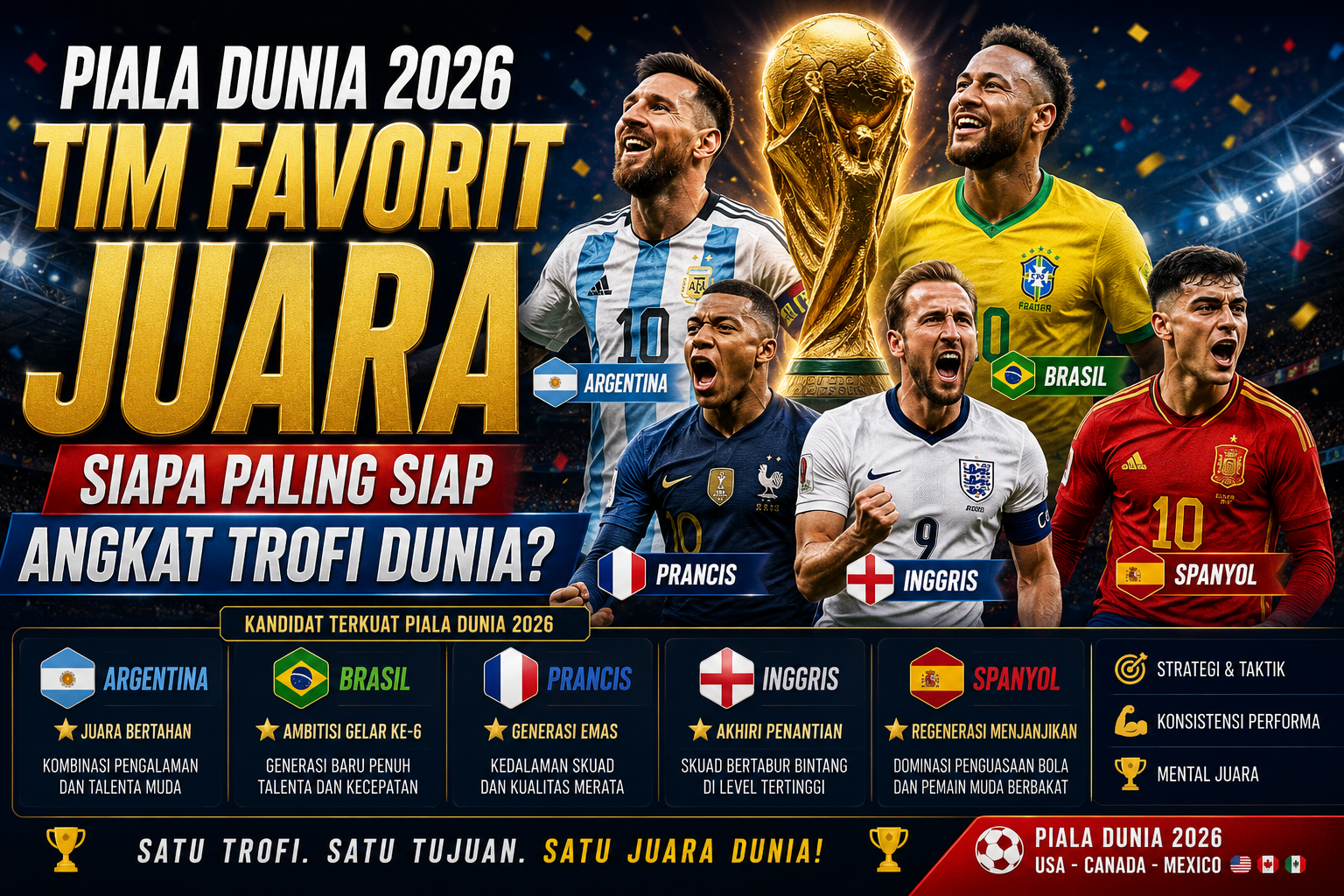 Piala Dunia 2026 Tim Favorit Juara Daftar Kandidat Terkuat Musim Ini