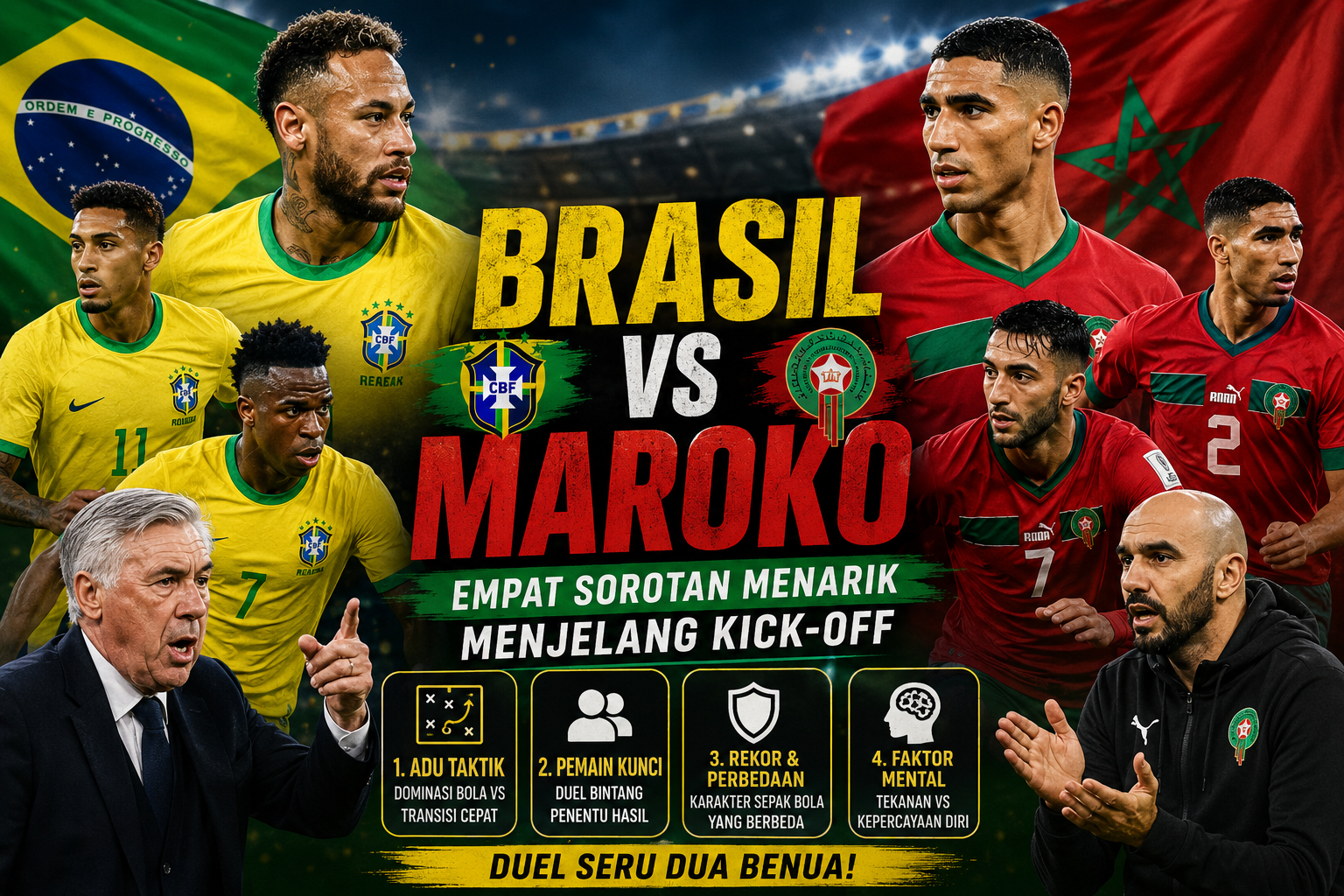 Brasil vs Maroko empat sorotan menarik menjelang kick off pertandingan internasional