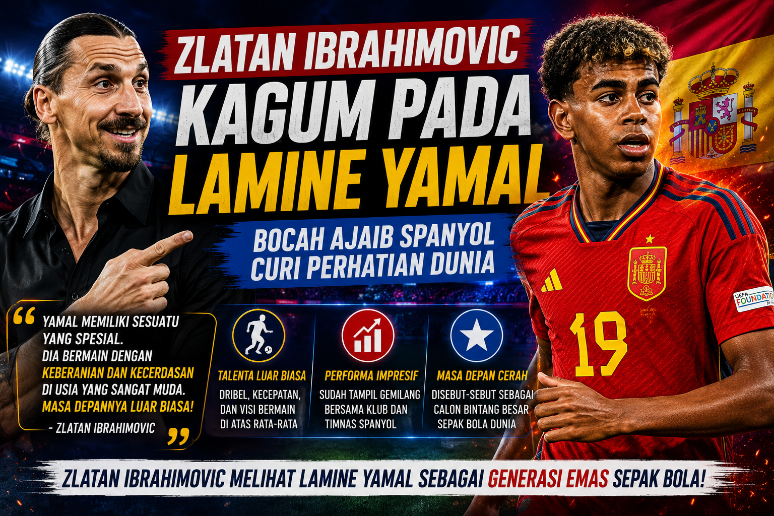 Zlatan Ibrahimovic Ungkap Kekagumannya kepada Lamine Yamal bintang muda Spanyol