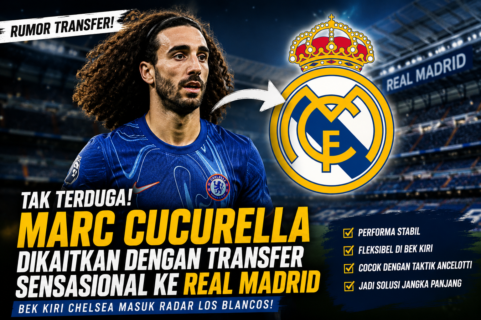 Marc Cucurella ke Real Madrid menjadi rumor transfer mengejutkan