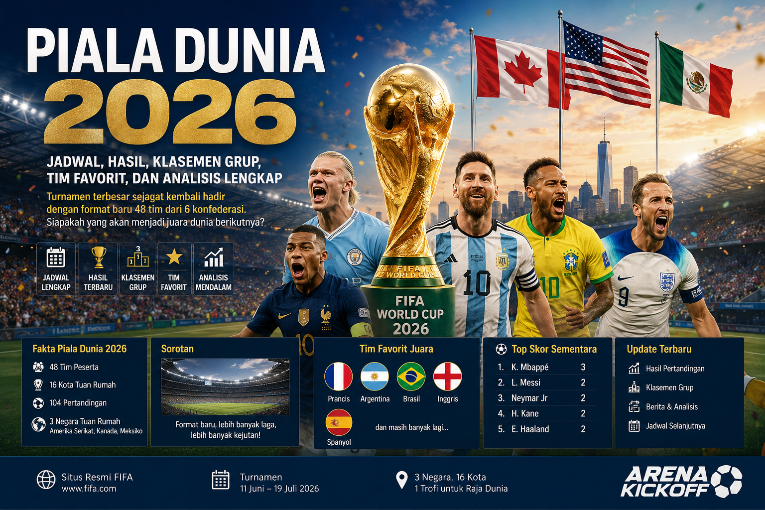 Piala Dunia 2026 jadwal hasil klasemen dan tim favorit juara