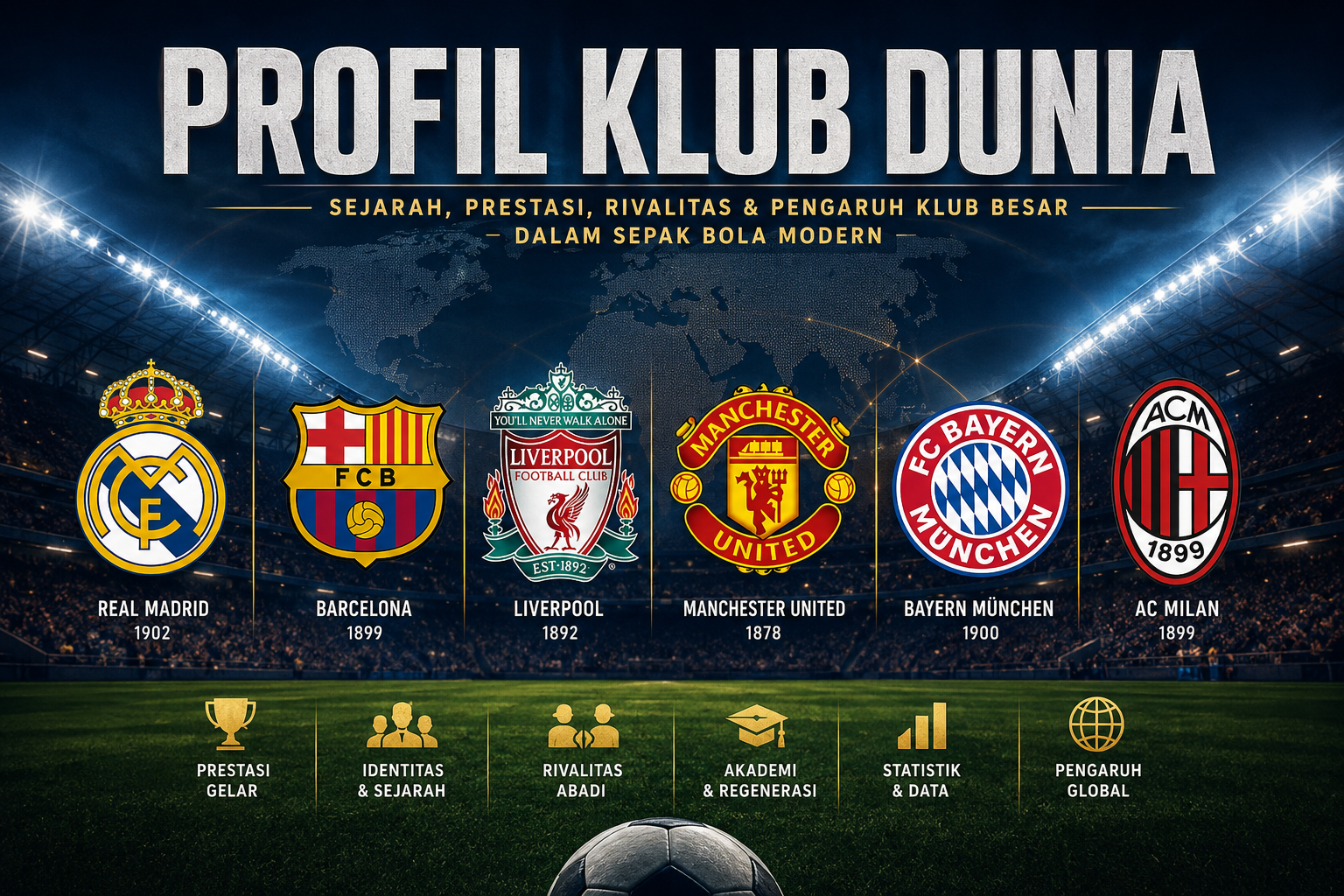 Deretan stadion klub besar dunia dengan atmosfer sepak bola modern