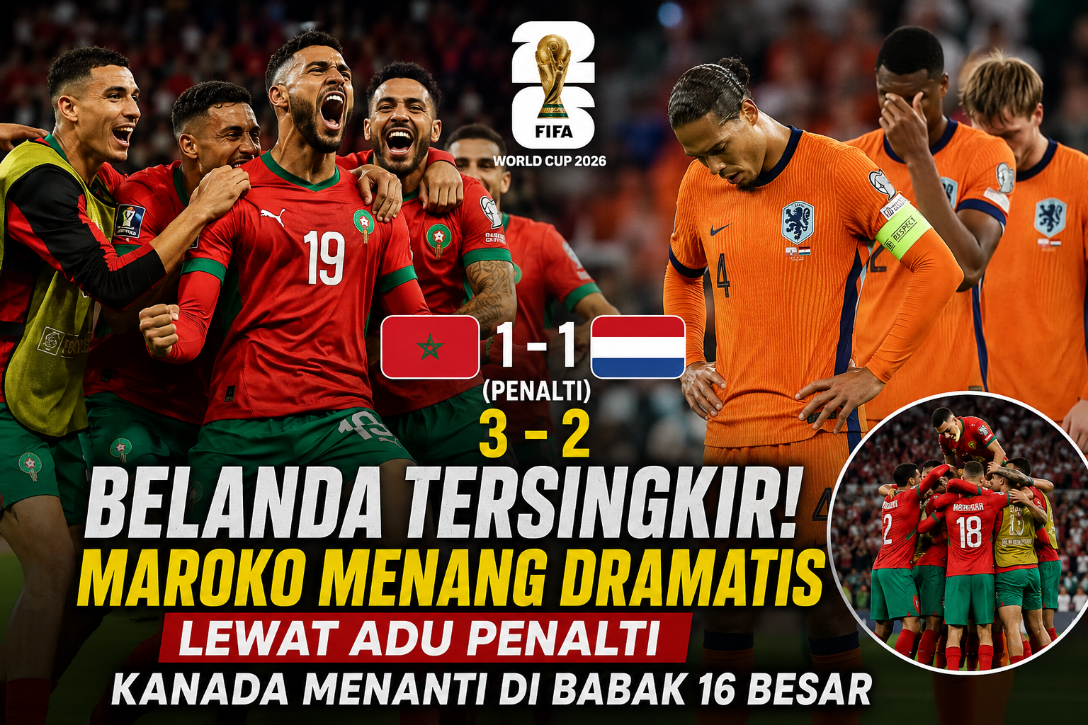 Belanda vs Maroko Piala Dunia 2026