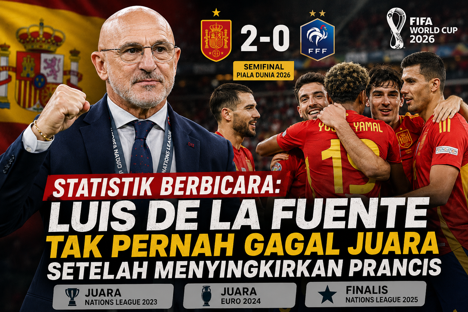 Luis de la Fuente Kalahkan Prancis di semifinal Piala Dunia 2026